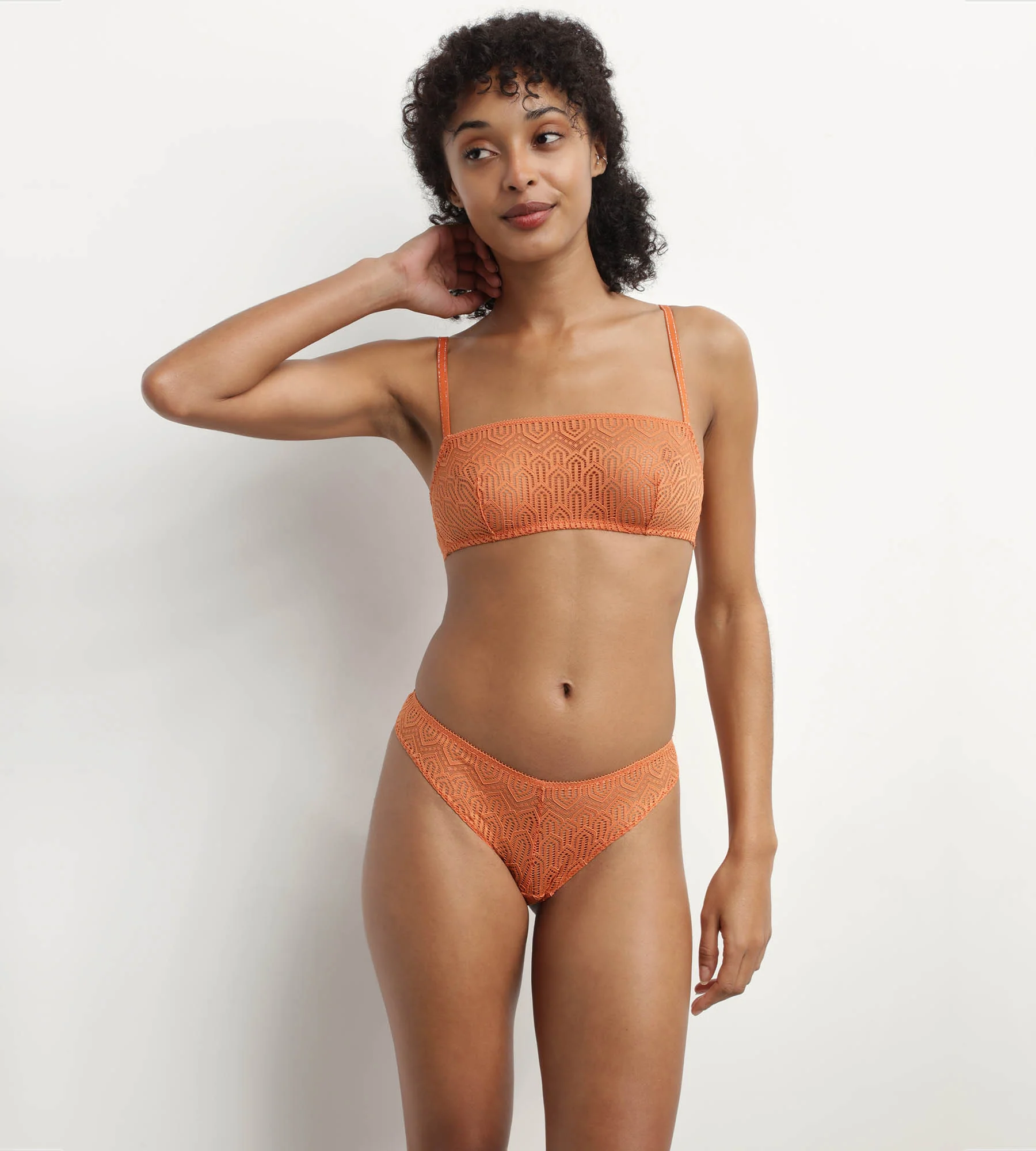 Bralette sin aros con encaje gráfico Naranja Mod de Dim - Imagen 3