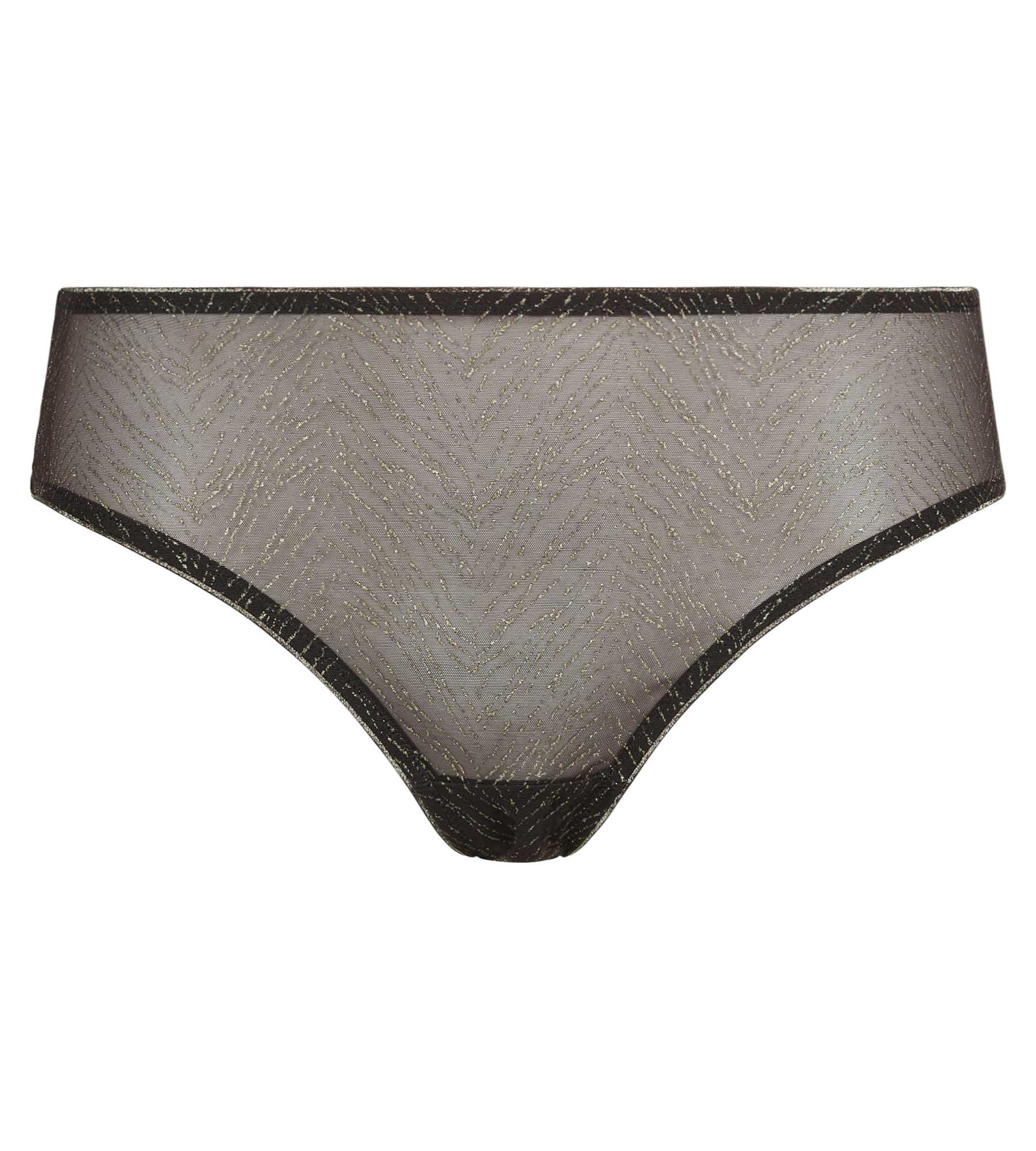 Braguita de talle alto de tul en color chocolate y rayas doradas Dim Generous Edición Limitada - Imagen 5