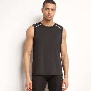 Camiseta deportiva sin mangas para hombre en tejido vaporoso negro Dim Move