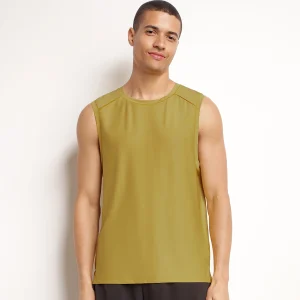 Camiseta deportiva sin mangas para hombre en tejido vaporoso oliva Dim Move