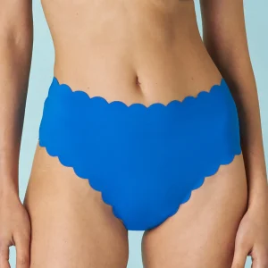 Braguita de bikini de talle alto Scallop en microfibra azul eléctrico