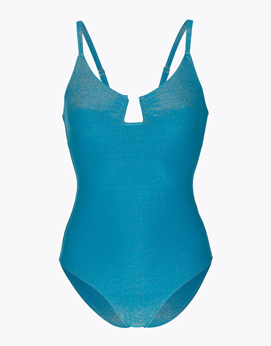 Bañador de una pieza Plain Lurex en microfibra Ottanio - Imagen 4