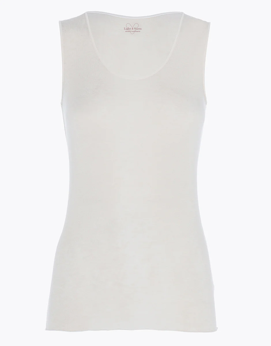 Camiseta lisa de mujer color arena Light & Warm en modal mezclado con cachemira - Imagen 3