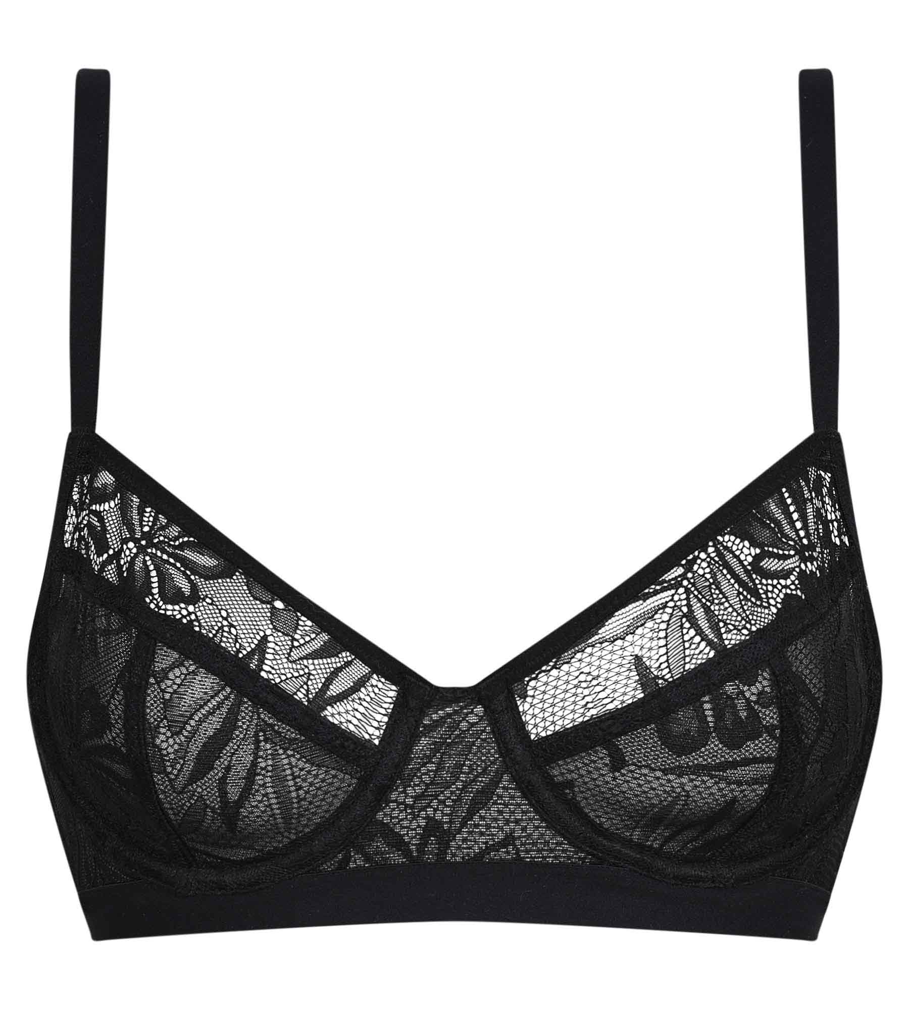 Sujetador con aros de encaje negro con estampado vegetal Dim Mod - Imagen 5