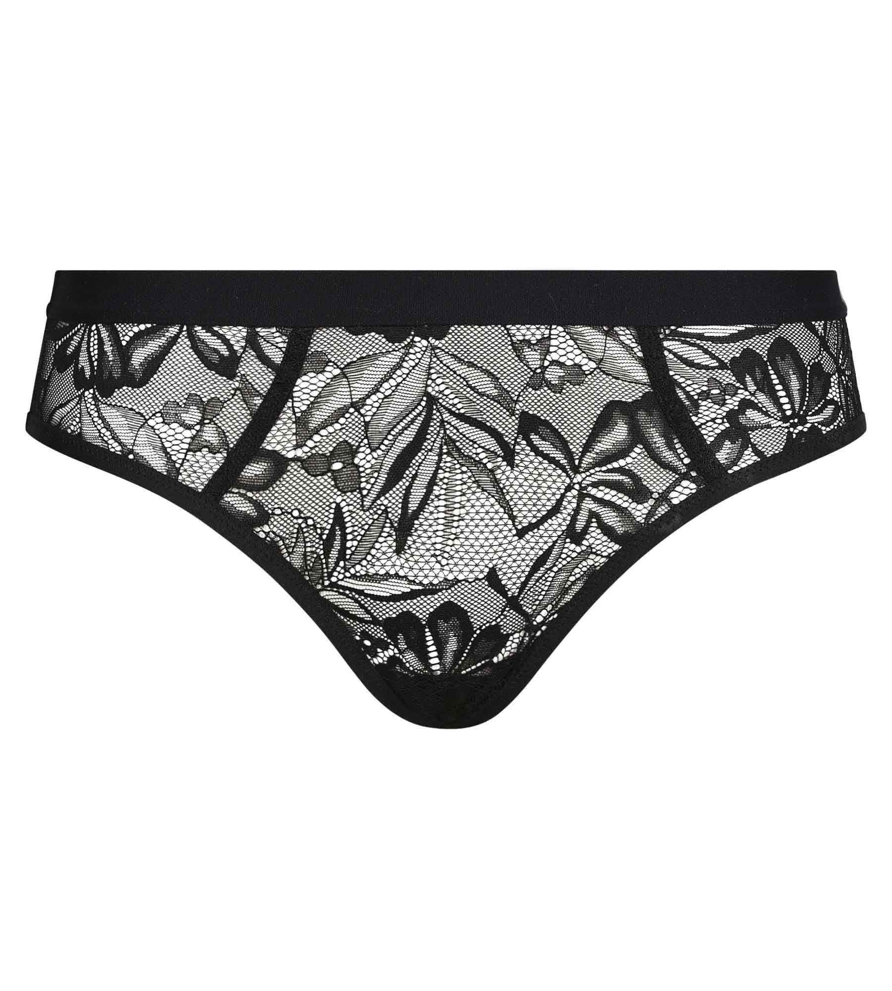 Braga de mujer de encaje negro con estampado vegetal Dim Mod - Imagen 5