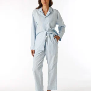 Pijama largo abierto para mujer de algodón en color gris pizarra