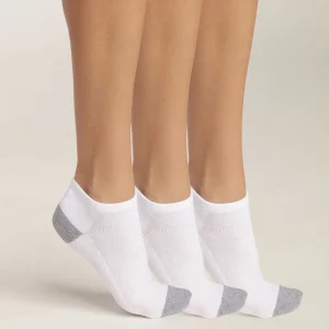 Pack de 3 pares de calcetines de algodón para mujer Blanco Gris EcoDim Sport