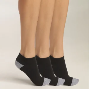 Pack de 3 pares de calcetines de algodón negro y gris para mujer EcoDim Sport