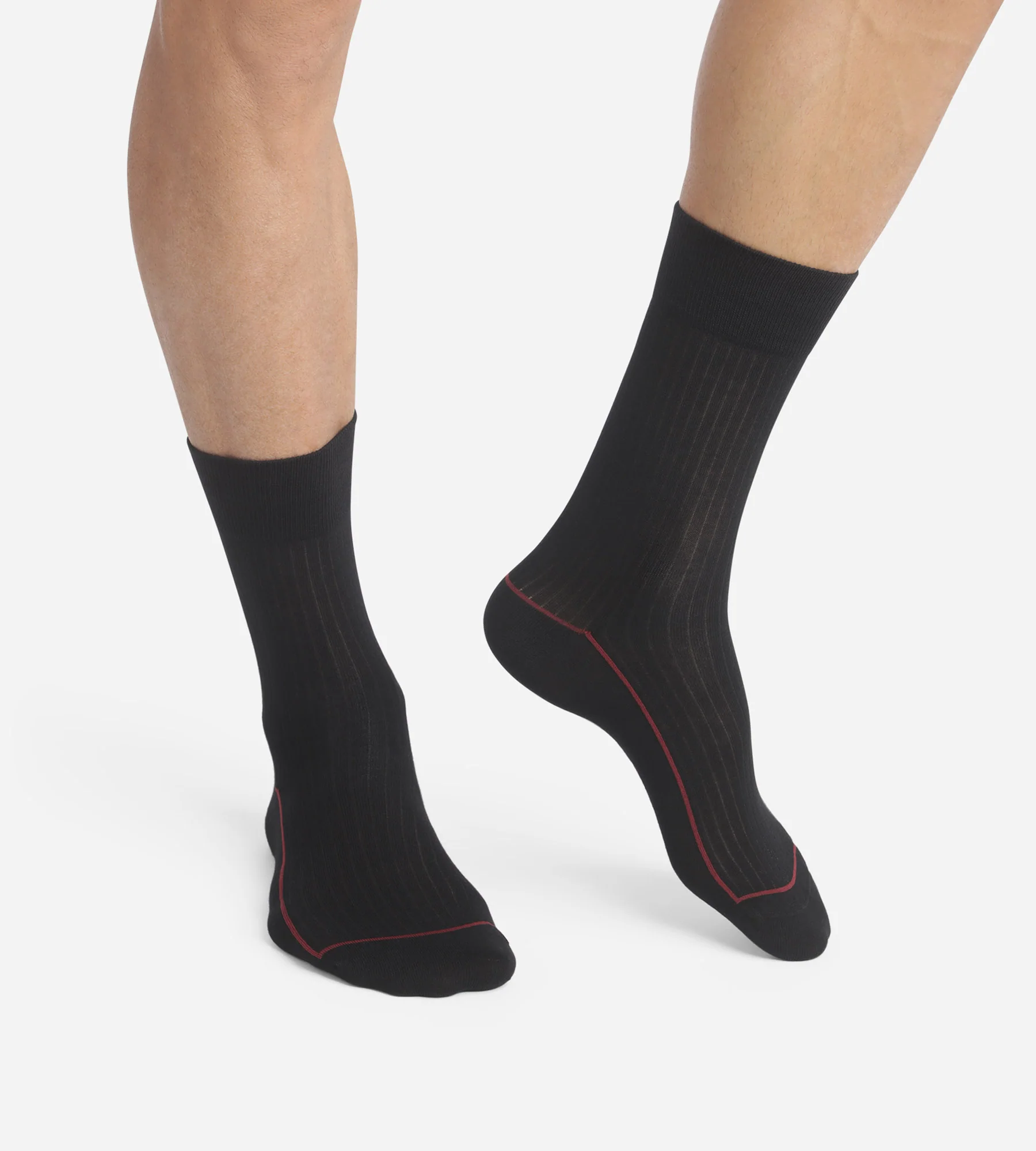 Calcetines de hombre de algodón negro acanalado con ribete de color Dim Fashion