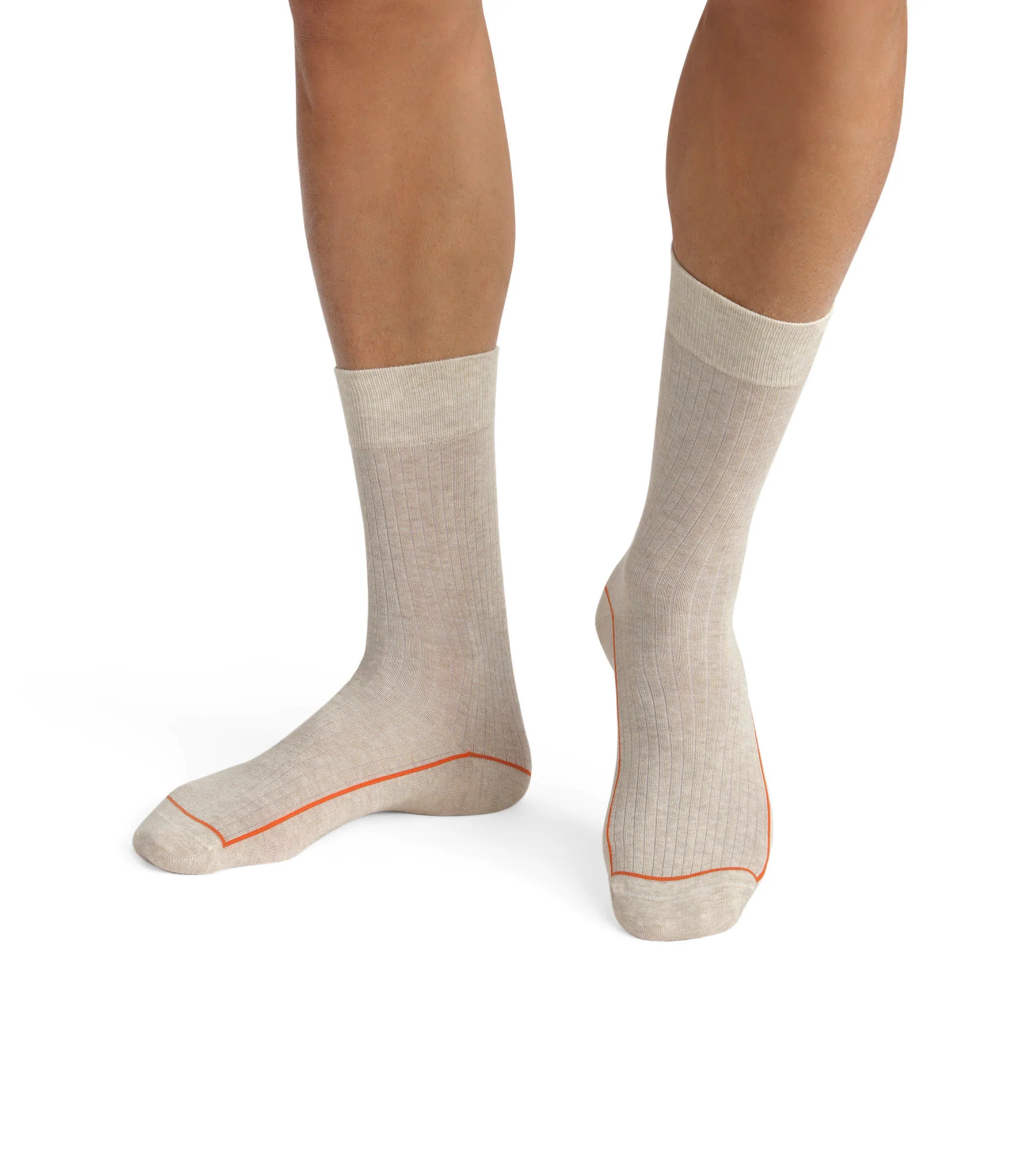 Calcetines de hombre de algodón acanalado beige con ribete de color Dim Fashion