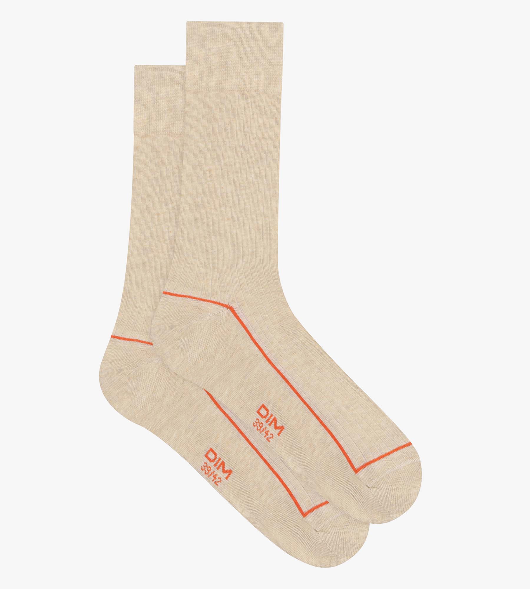 Calcetines de hombre de algodón acanalado beige con ribete de color Dim Fashion - Imagen 2
