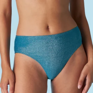 Braguita de talle alto Plain Lurex en microfibra Ottanio