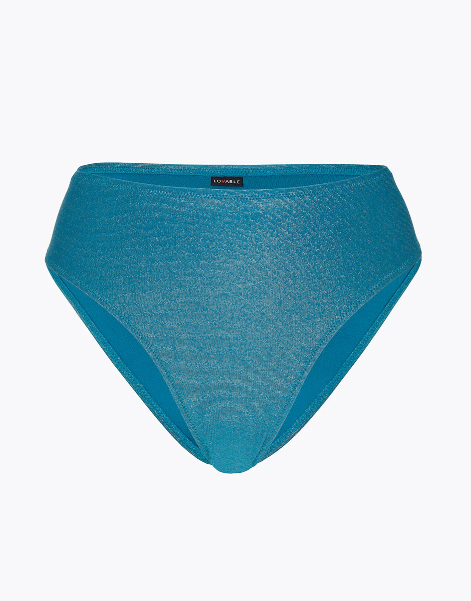 Braguita de talle alto Plain Lurex en microfibra Ottanio - Imagen 5