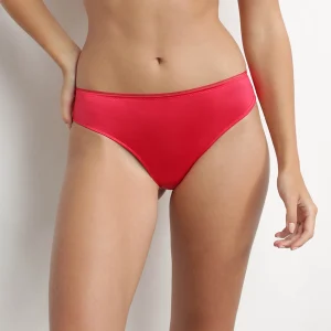 Tanga de microfibra satinada roja Dim Chéri
