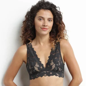 Body de encaje para mujer con grandes flores Gris Granito Dim Lacy