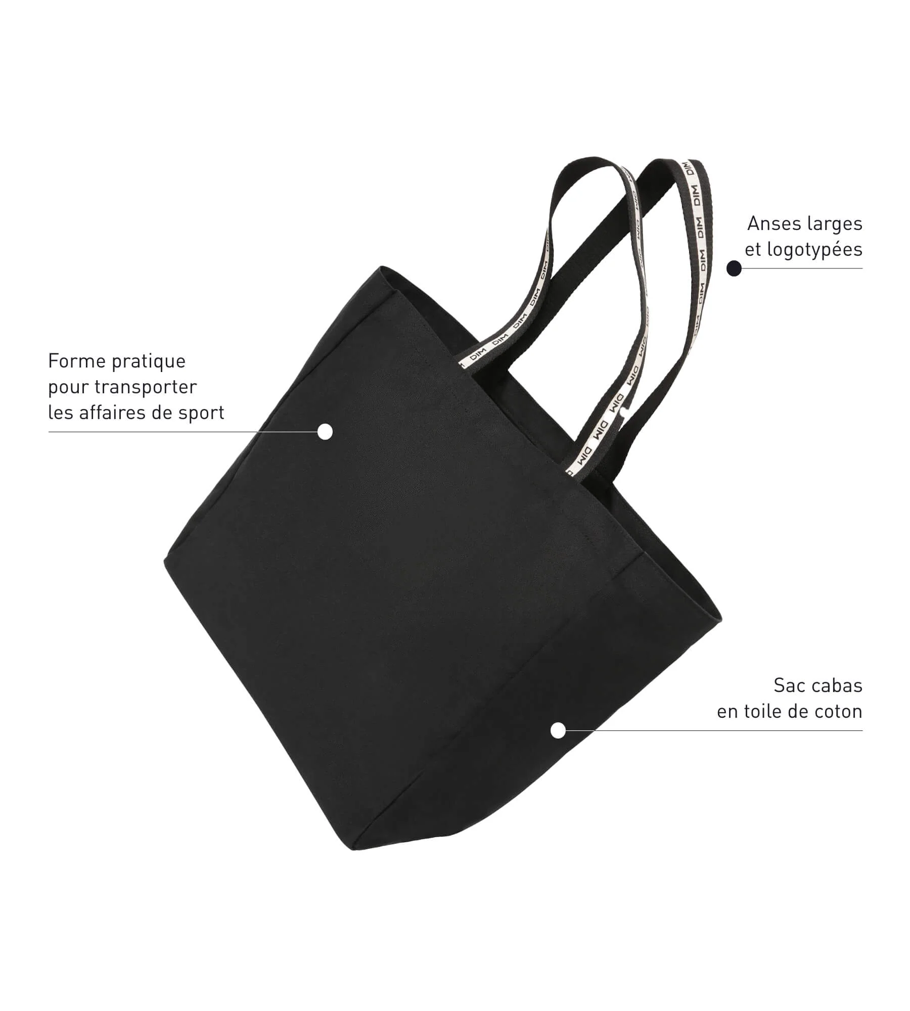 Bolso de lona de algodón negro Dim Move - Imagen 3