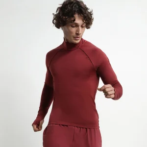 Top deportivo de hombre con cuello alto en microfibra burdeos Dim Move