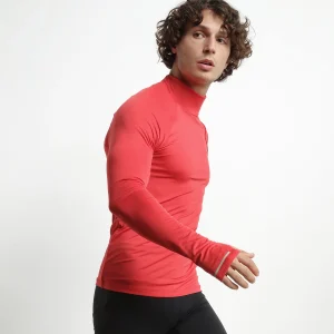 Top deportivo de hombre con cuello alto en microfibra Dim Move Rojo