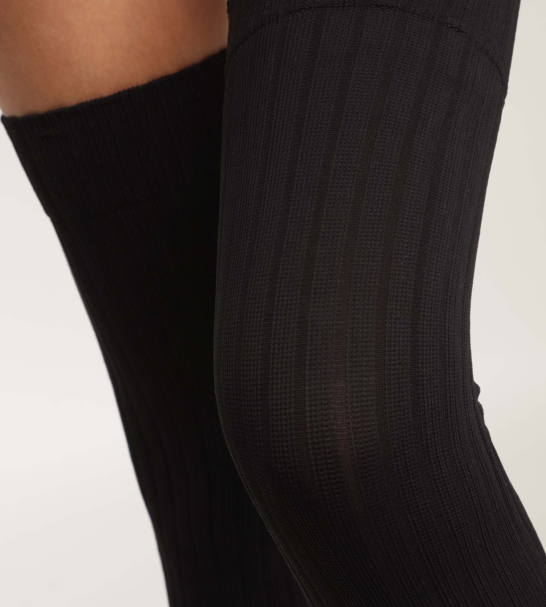 medias de mujer en gasa opaco efecto canalé Negro Dim Style - Imagen 3