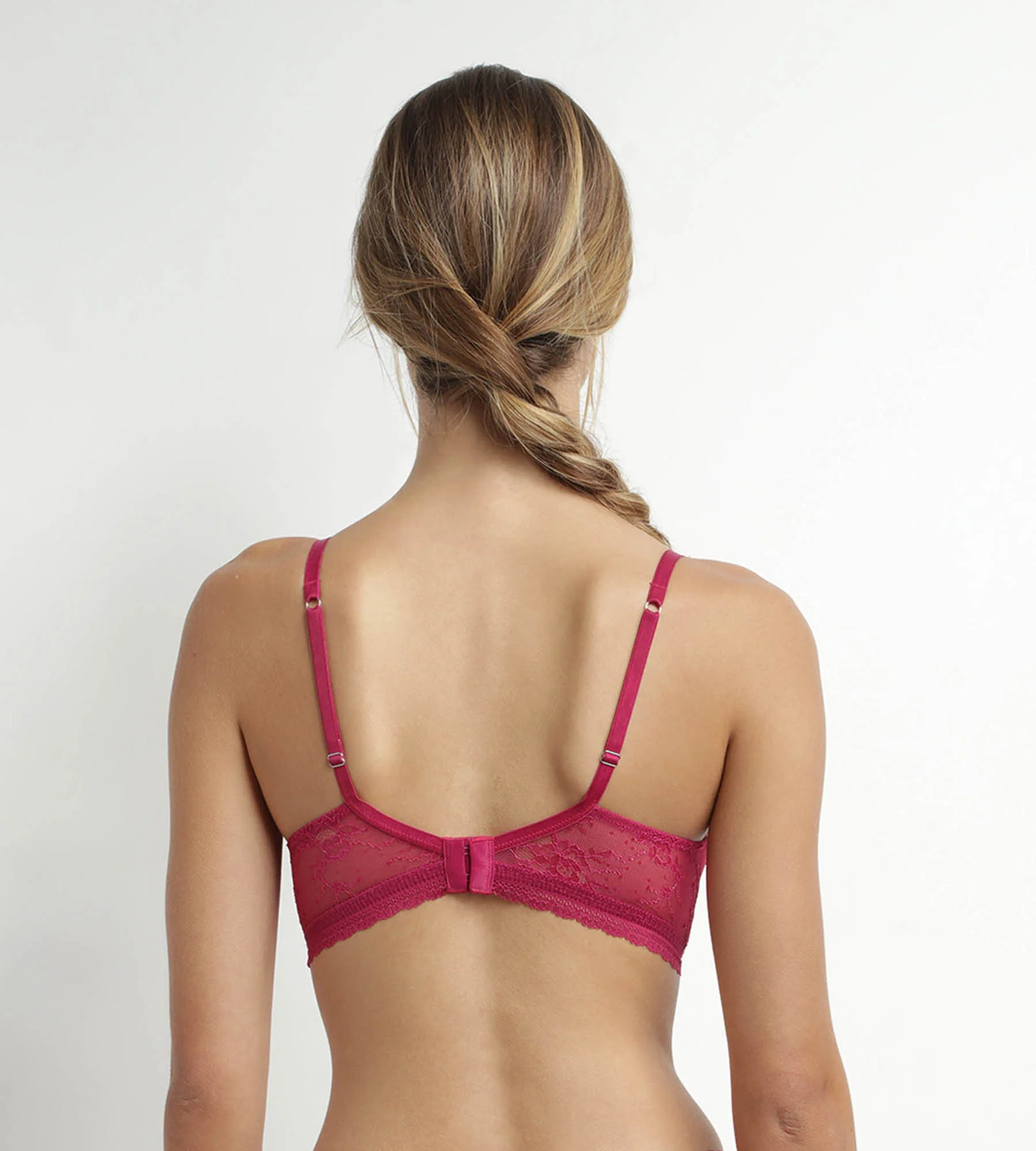 Sujetador con aros de encaje floral fucsia Dim Romance - Imagen 2