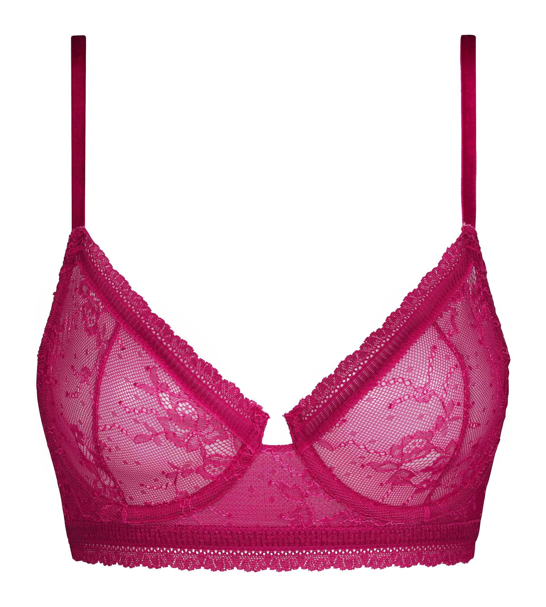 Sujetador con aros de encaje floral fucsia Dim Romance - Imagen 5