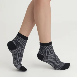 Calcetines de mujer de Lurex negro y plateado Dim Mode