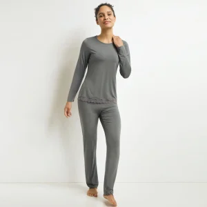 Pantalones de pijama de mujer Gris con encaje Don't Disturb