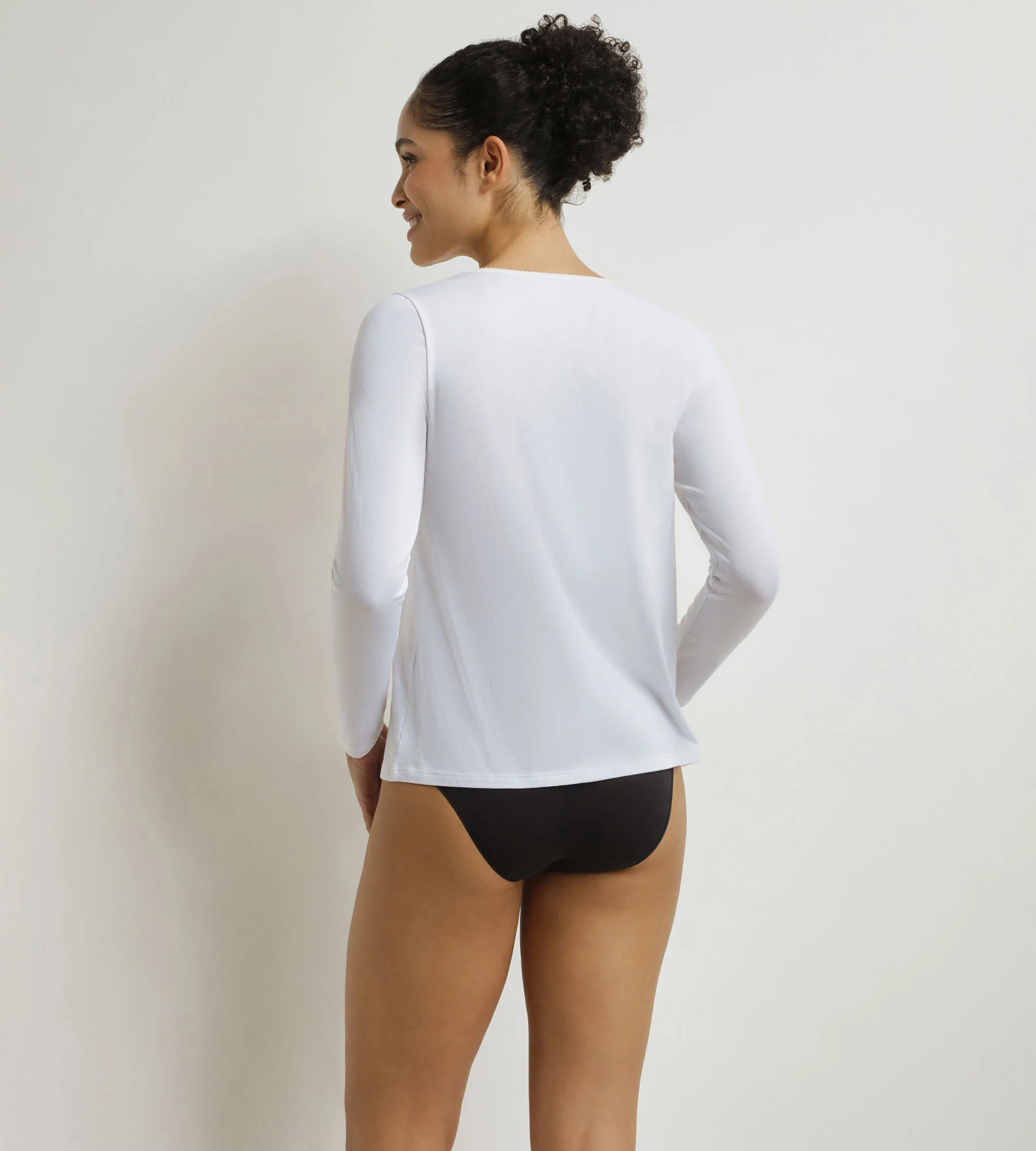 Camiseta de mujer de manga larga de algodón Blanco Dim Thermal - Imagen 2