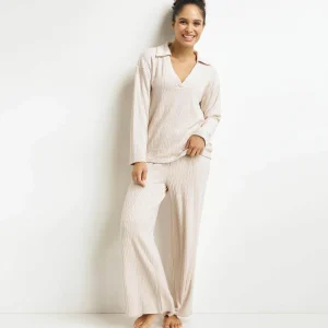 Conjunto de pantalón de pijama marfil cálido para mujer Dim