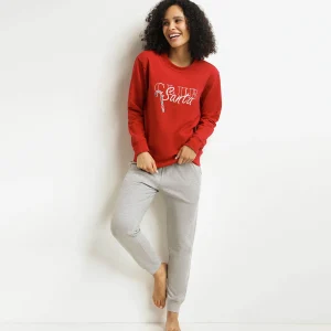 Pijama de Navidad para mujer Gris Rojo Dim Family