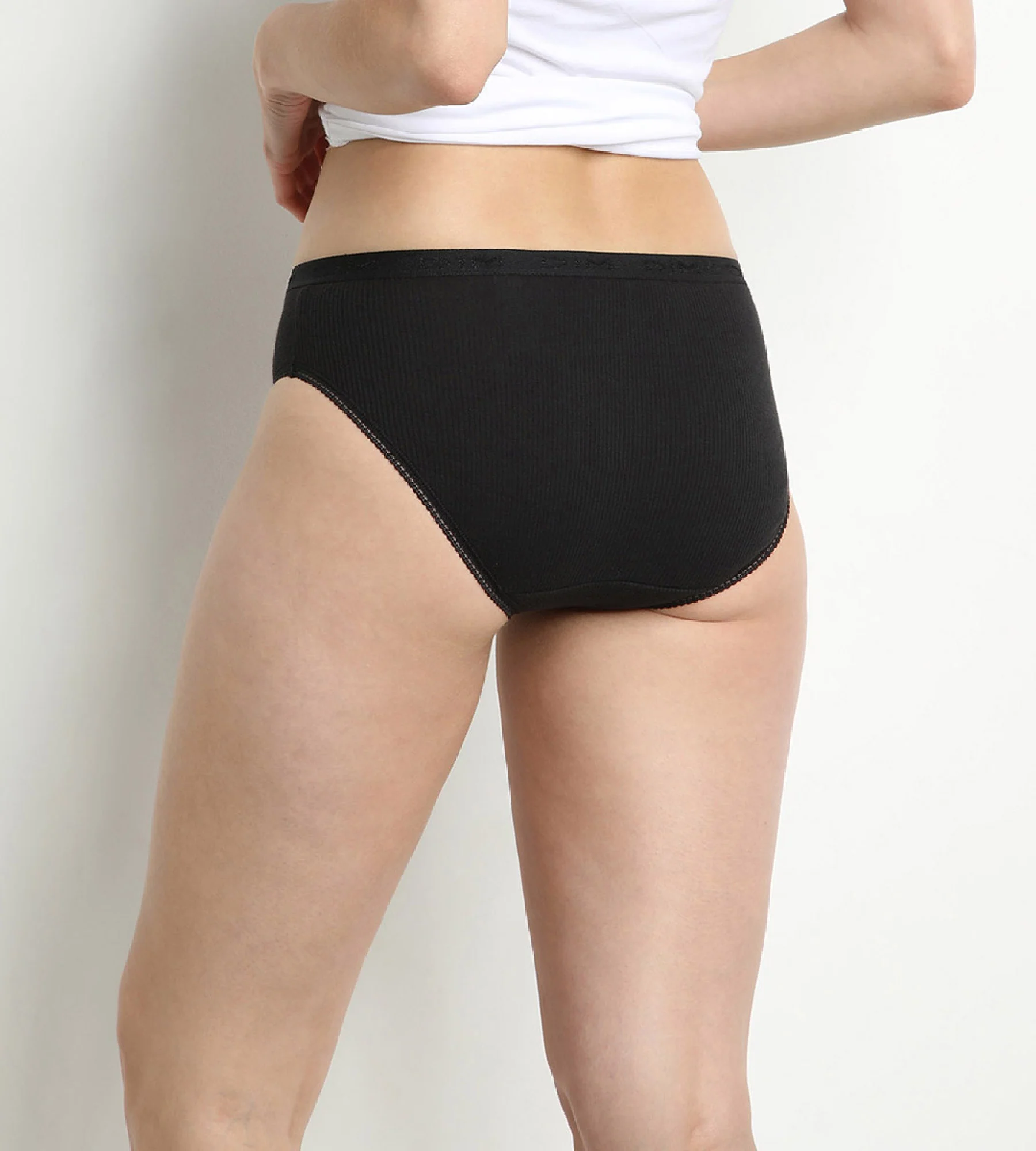 Lote de 2 slips negros de talle medio para mujer de puro algodón - Imagen 2