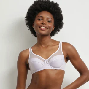 Sujetador de gran capacidad con aros en microfibra y tul violeta grisáceo Dim Generous