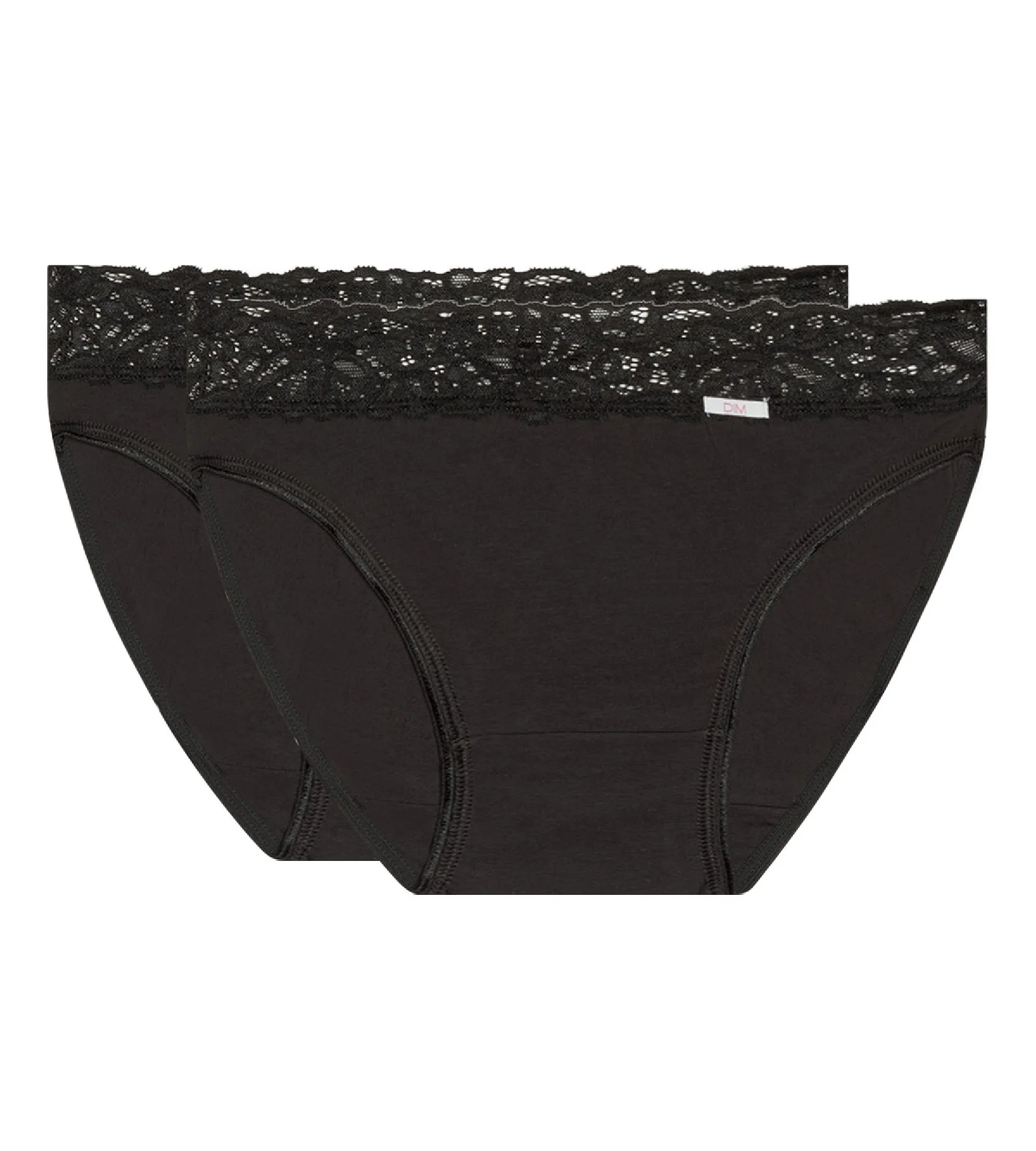 Pack de 2 bragas negras Coton Plus Féminine de talle medio - Imagen 5