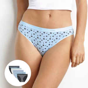 Pack de 5 bragas de mujer de algodón elástico floral Azul Les Pockets