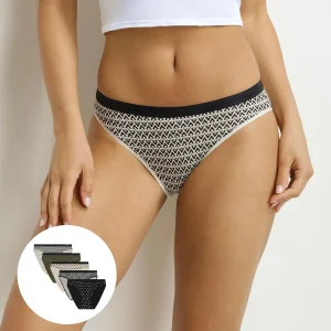 Pack de 5 calzoncillos mujer caqui étnico negro Les bolsillos