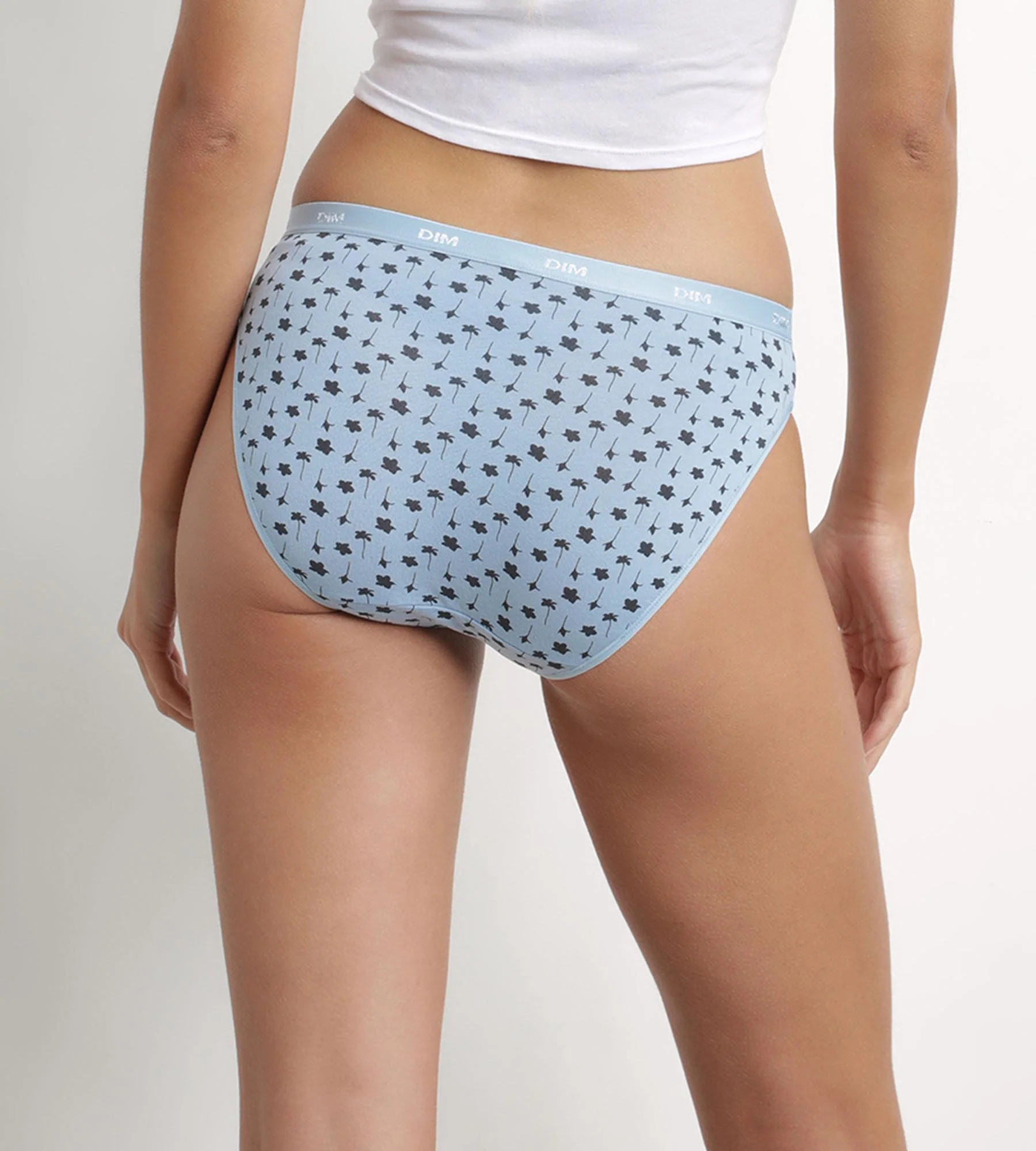 Pack de 3 bragas de algodón elástico azul para mujer con estampado Les Pockets - Imagen 2