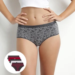Pack de 5 shorties rojos de algodón elástico con corazones Les Pockets