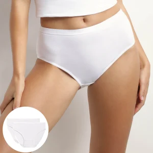 Pack de 2 braguitas de mujer de algodón orgánico Blanco Dim Ecosmart