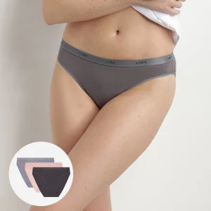 Pack de 3 braguitas de algodón elástico rosa, gris y taupe ECODIM Les Pockets