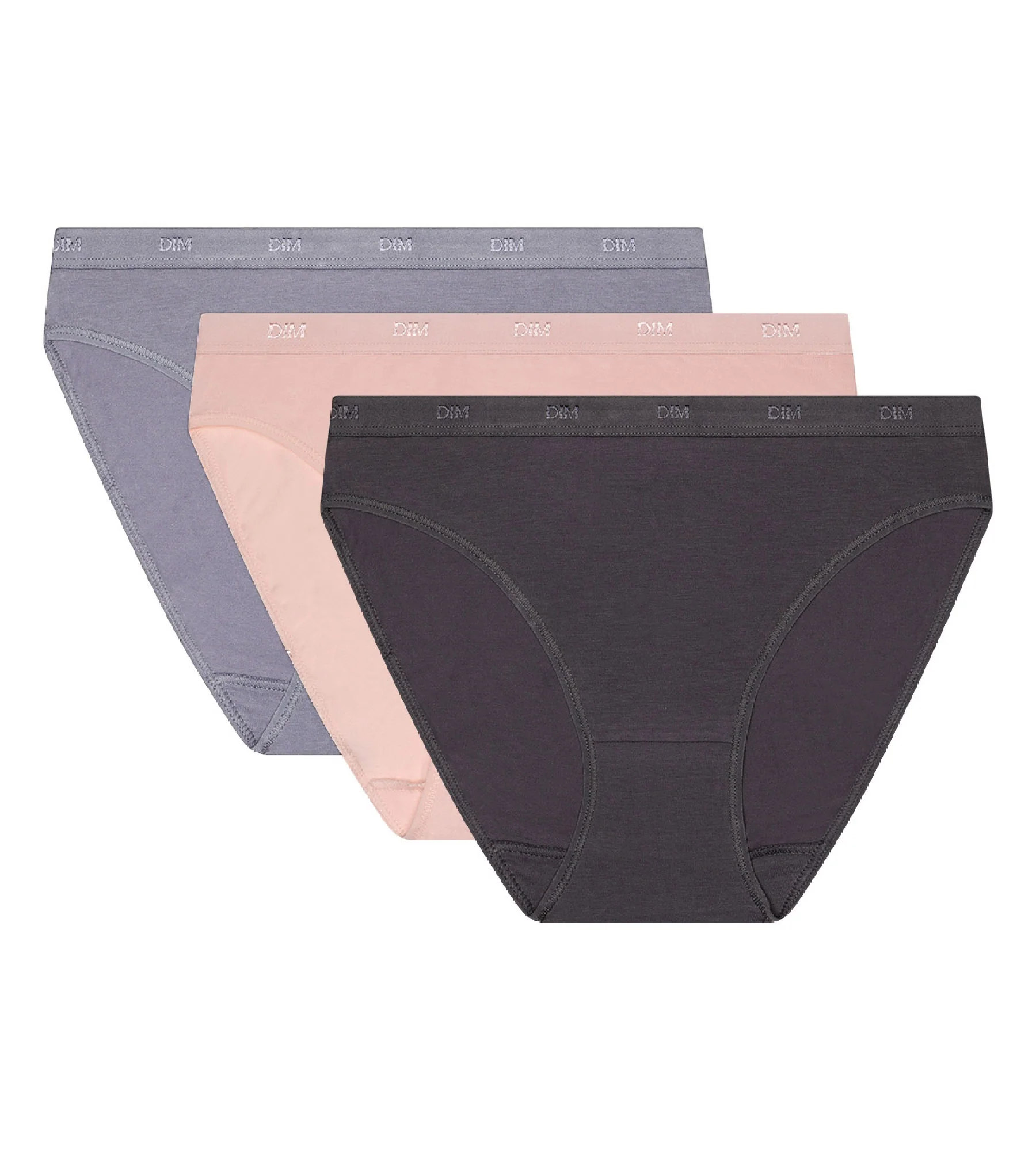 Pack de 3 braguitas de algodón elástico rosa, gris y taupe ECODIM Les Pockets - Imagen 5