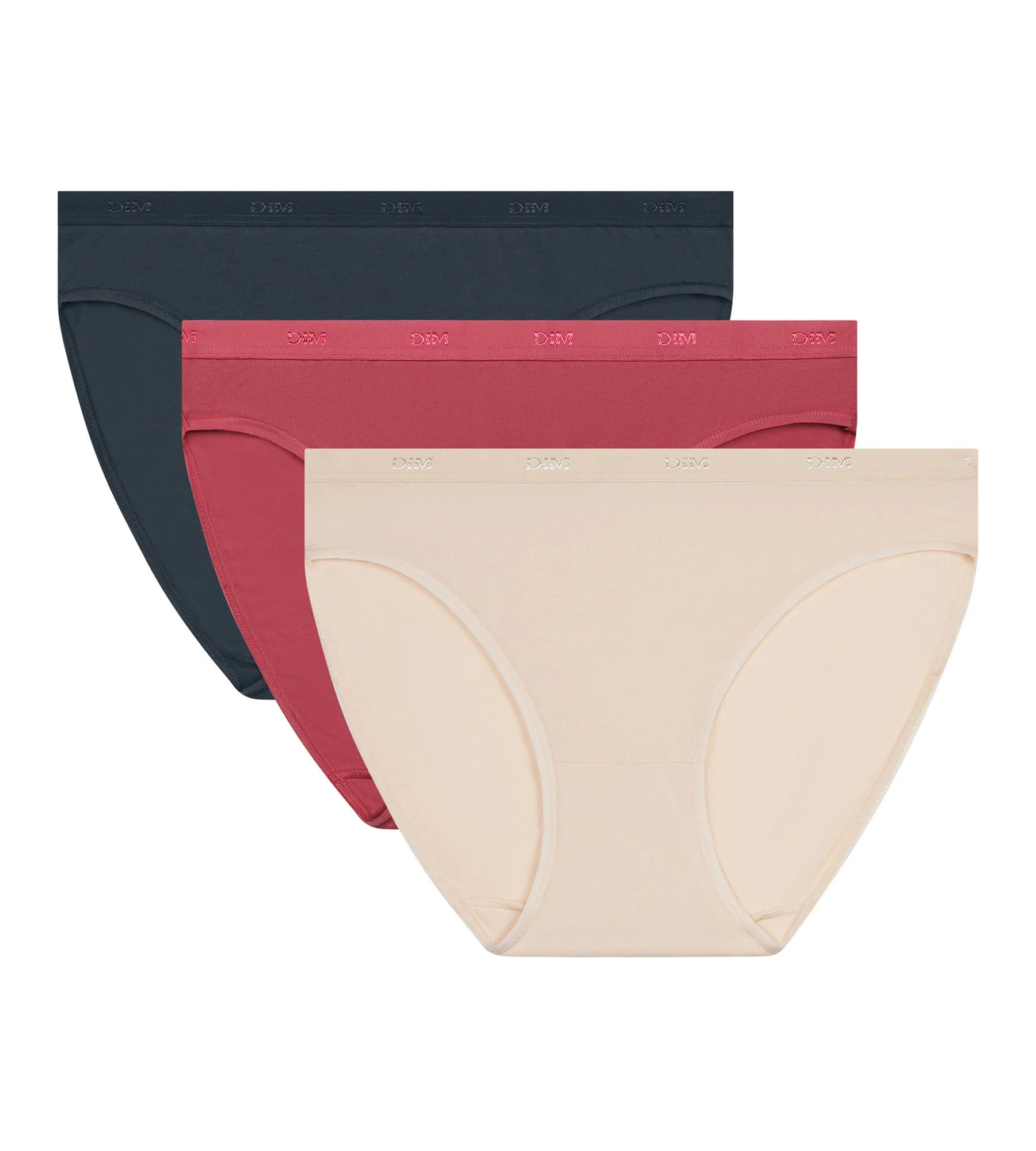 Pack de 3 bragas de mujer de algodón elástico Beige Rosa Gris Les Pockets Ecodim - Imagen 5