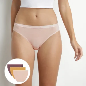 Pack de 3 bragas de algodón elástico Amarillo Nude Marrón Les Bolsillos Ecodim