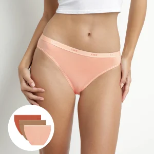 Pack de 3 bragas de algodón elástico naranja Speculos Les Pockets Ecodim