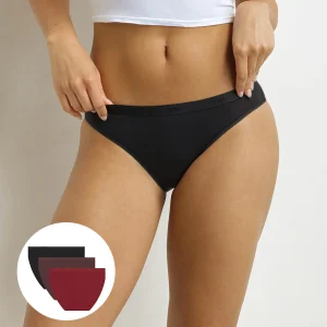 Pack de 3 slips mujer Cacao, Rojo, Negro Les Bolsillos Ecodim