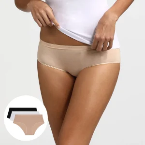 Pack de 3 culottes en blanco/visón/negro Les Pockets de algodón
