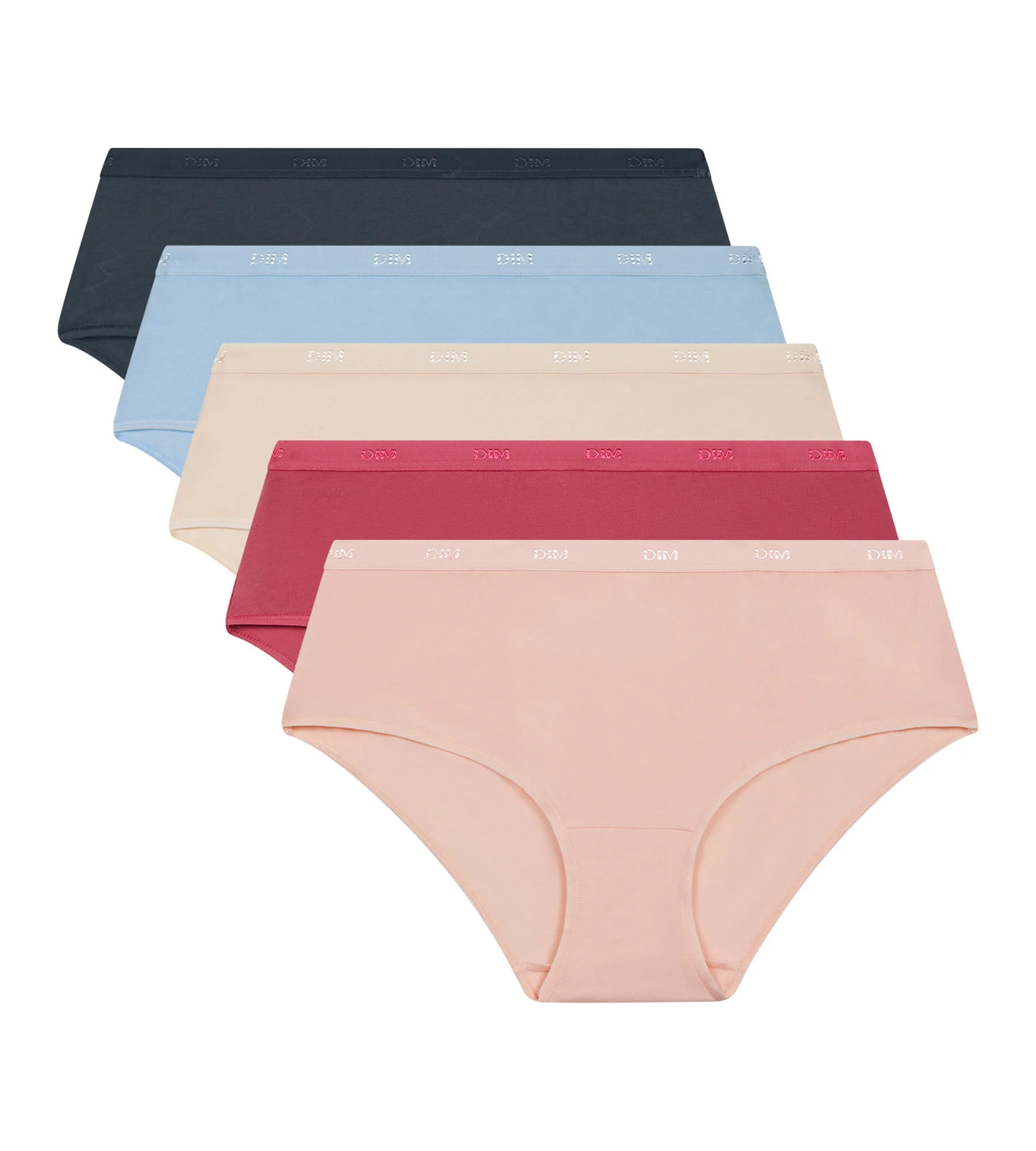 Pack de 5 culottes para mujer de algodón elástico Azul Beige Rosa Les Pockets Ecodim - Imagen 5