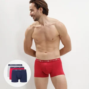 Pack de 3 bóxers para hombre azul rojo y acero Coton Stretch