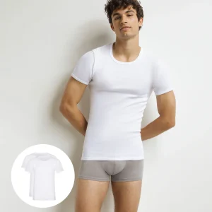 Lot de 2 t-shirts homme en coton Blanc à col rond EcoDim