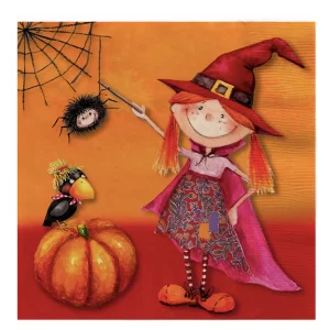 Braun Company Servilleta Mesa Triple Hoja Brujita Halloween 20 unid