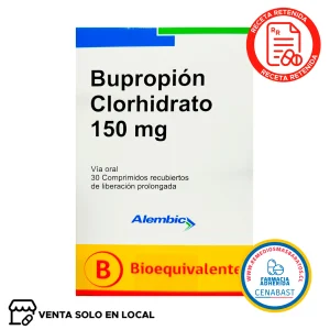 Bupropión (Anfebutamona) Comprimidos Recubiertos de Liberación Prolongada 150mg Producto Cenabast (disponible solo para venta presencial)